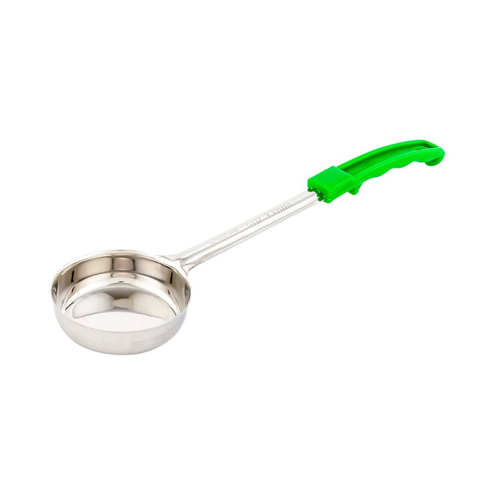 Restaurantware Met Lux 4 Ounce Portion Ladle 1 With Green Handle Portion Serving Spoon - Does Not Corrode Dishwashable Stainless