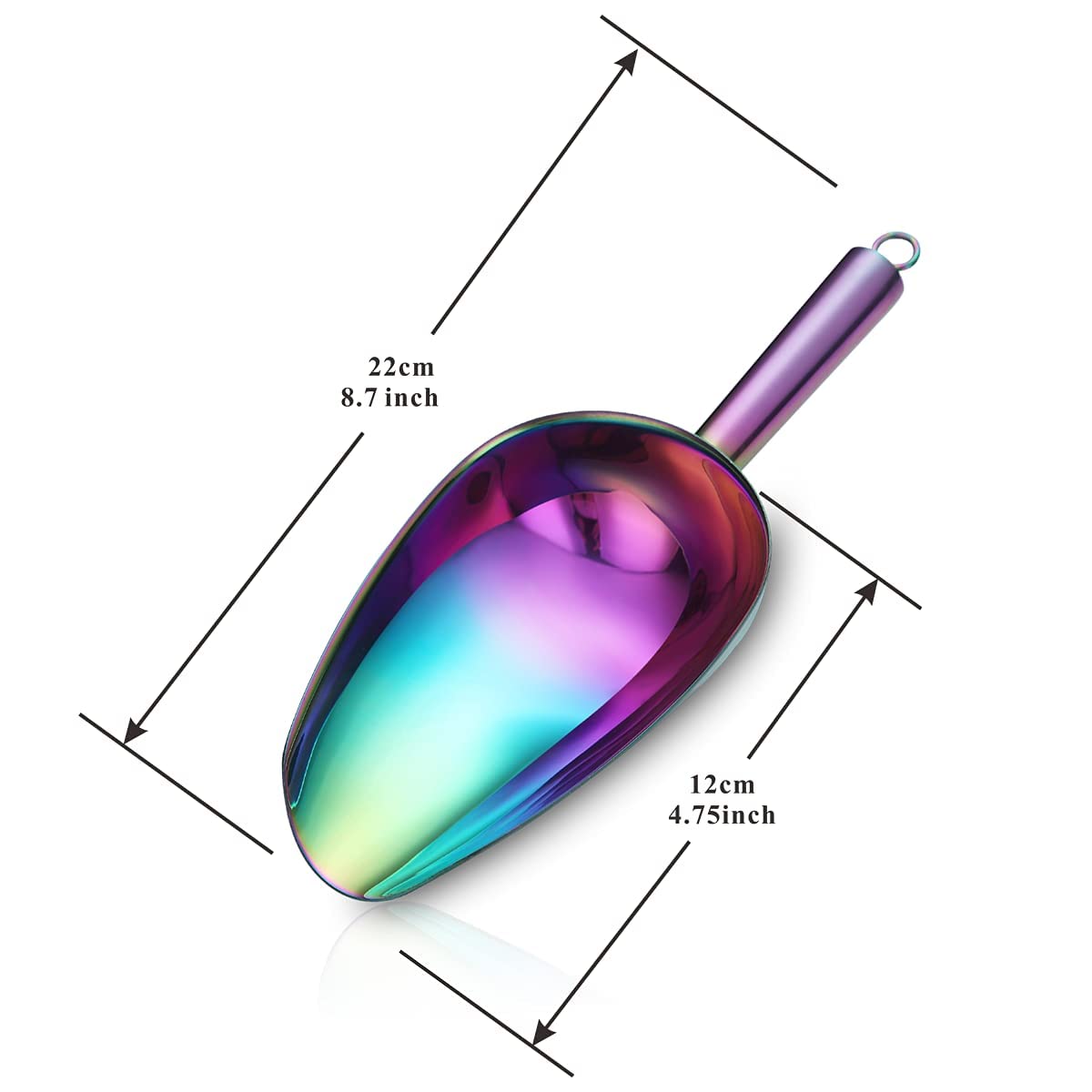 Berglander Stainless Steel Rainbow Ice Scoop 6 Oz, Titanium Colorful Plating Metal Ice Scooper For Ice Maker Multipurpose For Ca
