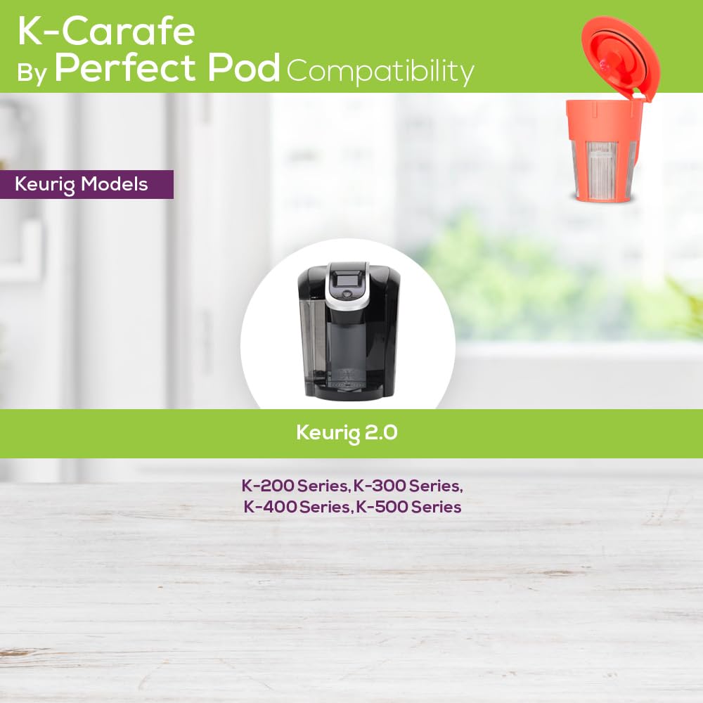 PERFECT POD 1-Stream Reusable K Carafe Pod for Keurig 2.0, Orange, Plastic, Model C09093, 1-Pack