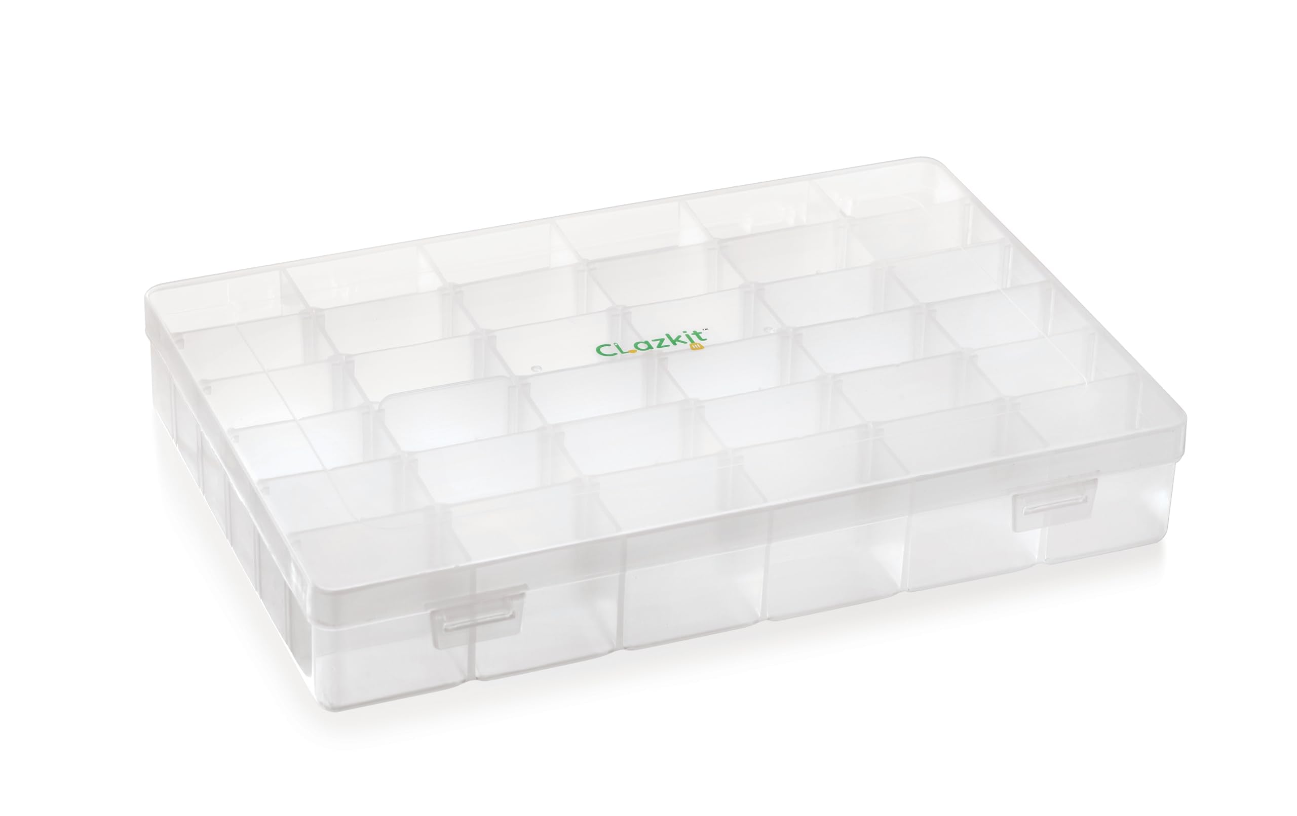 Clazkit Plastic 36 Grid Cells Multicolorpurpose Jewellery Organizer Rectangular Storage Box, With Adjustable Dividers, Transpare