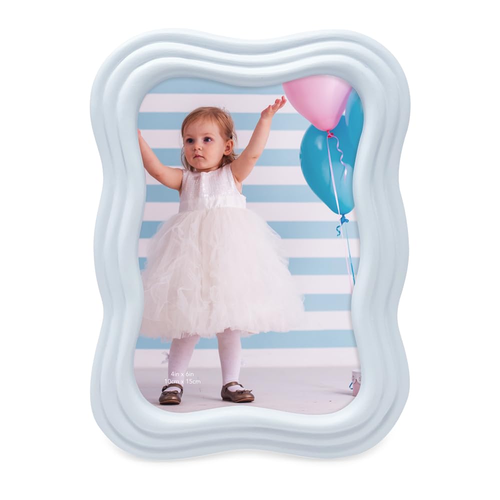 Isaac Jacobs 4x6 Matte Ligh Blue Curved Deco Frame for Tabletop and Wall Display, Decorative Art, Design, Home D  cor, Gift (4x6