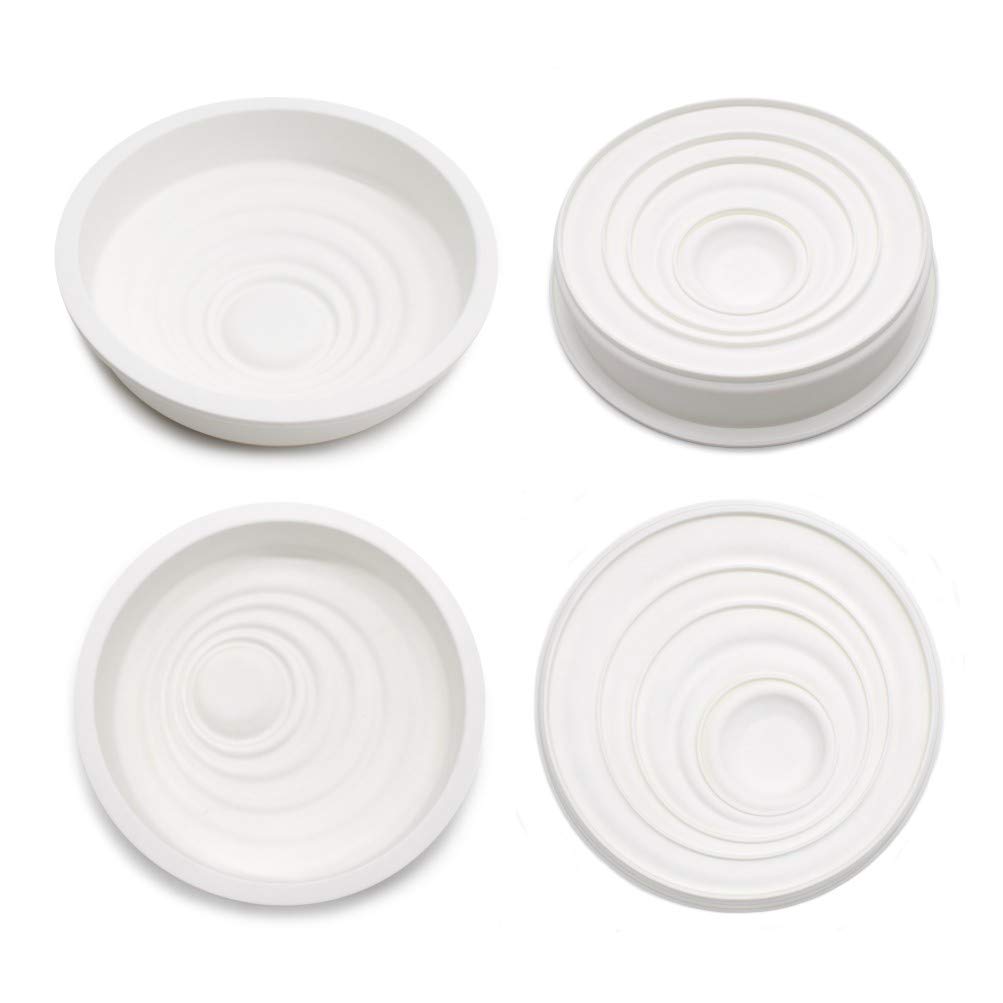 Homut 8.7Inch Silicone Mousse Cake Mold Durable Round Ripple Pan For Chiffon Cake Sugar Rainbow Cake Bakery Dessert Store Weddin