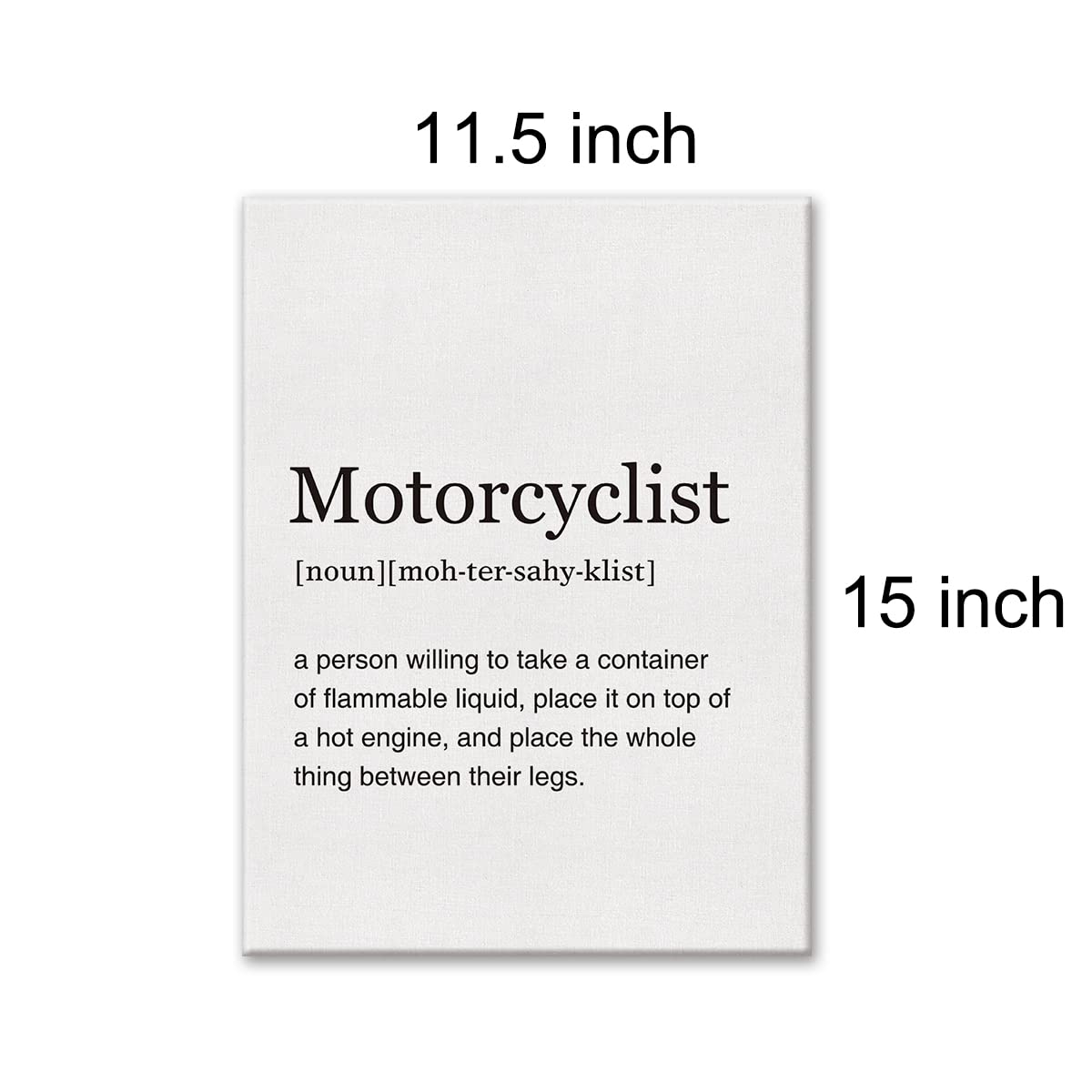 Lexsivo Motorcyclist Definition Print Canvas Wall Art Home Office Decor Modern Motorcycle Quote Painting 12X15 Canvas Poster Fra