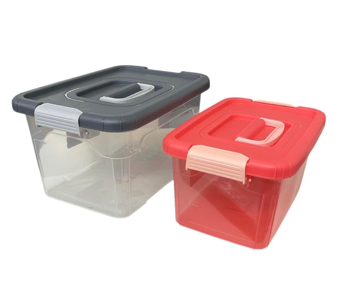 C.S.M Csm Clear Storage Container Box, Stackable Storage Bin With Lid, Plastic Container With Heavy Duty Latches11L + 6 L, Set 