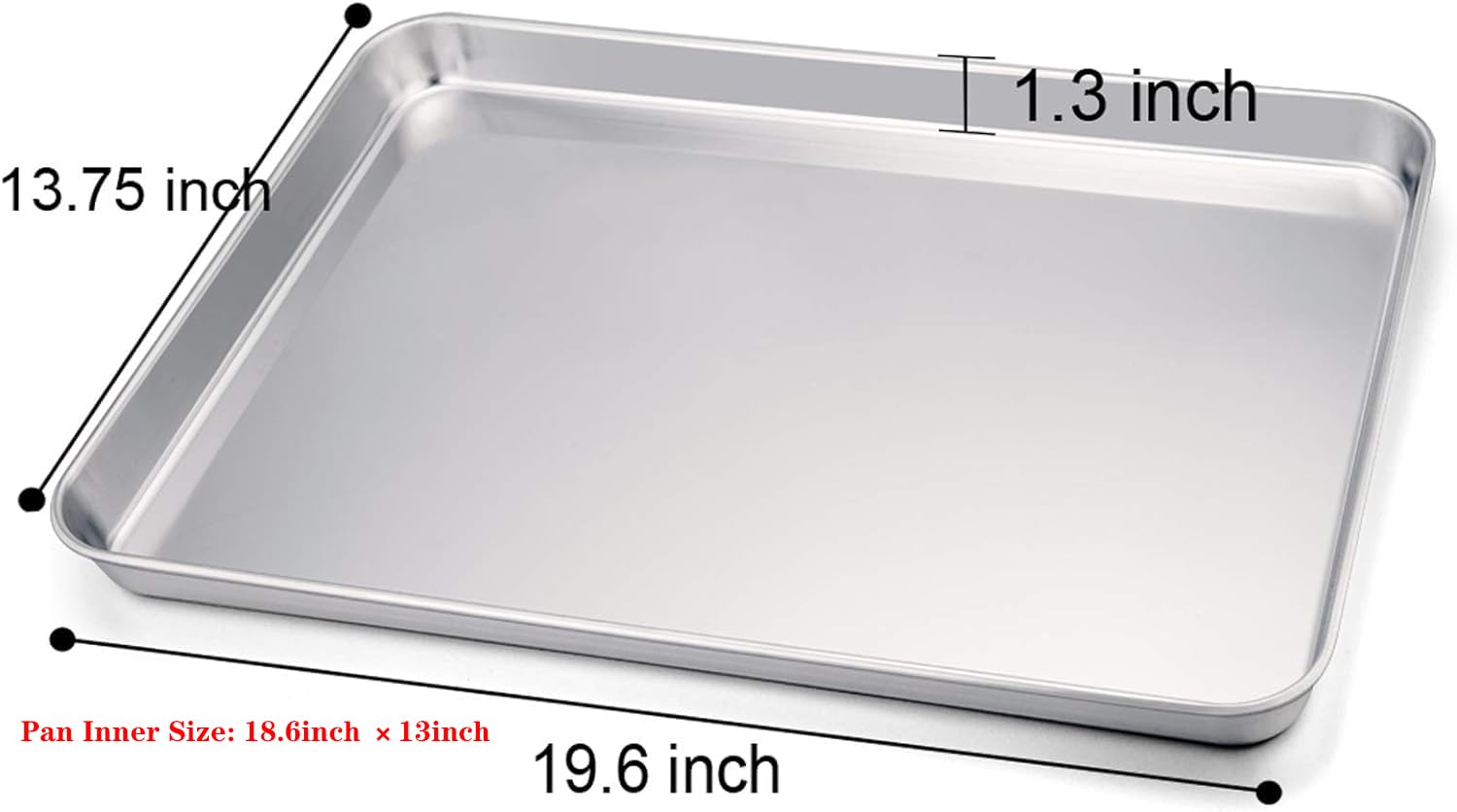Teamfar Baking Sheet, 20  14  1, Cookie Sheet Half Sheet Baking Pans Stainless Steel, Non Toxic & Healthy, Heavy Duty & Thick Ga
