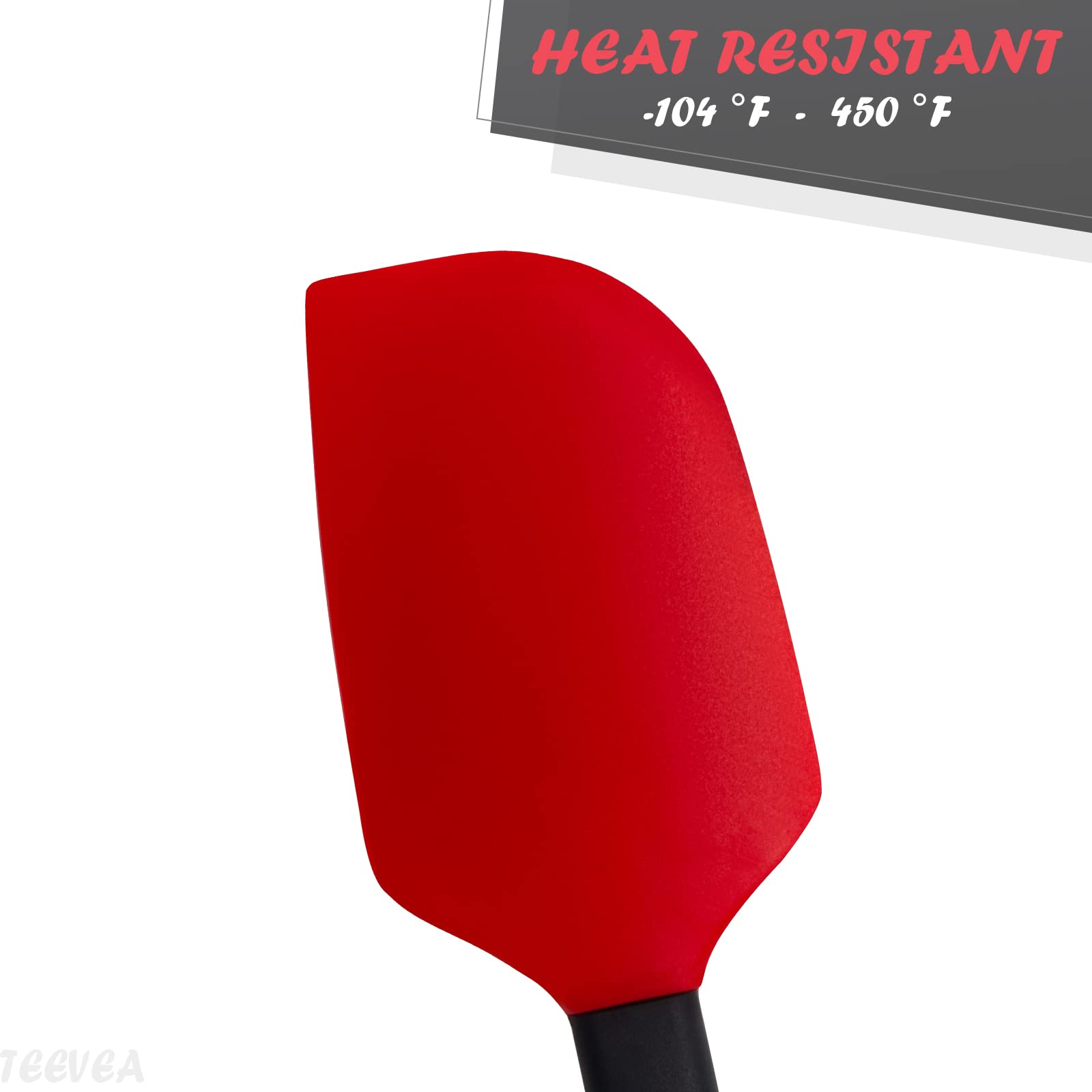 Teevea Silicone Rubber Spatula For Kitchen Cooking, Baking And Mixing Heat Resistant Non Stick Dishwasher Safe Bpa-Free, Set Of