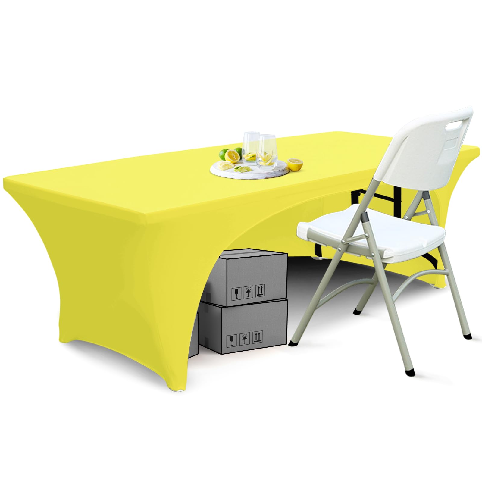 Abccanopy 30+ Colors Spandex Table Cover 6 Ft. Fitted Polyester Tablecloth Stretch Spandex Tablecover-Table Toppers(Open Back Ye