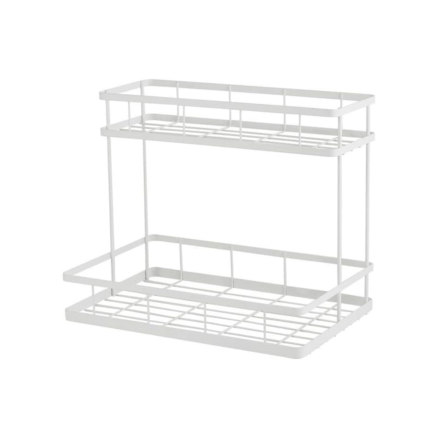 Naoe 2Tier Metal Kitchen Shelf Rack, White, Countertop Spice Organiser, Multipurpose 2 Tier Storage Rack33X23X23.5 Cm