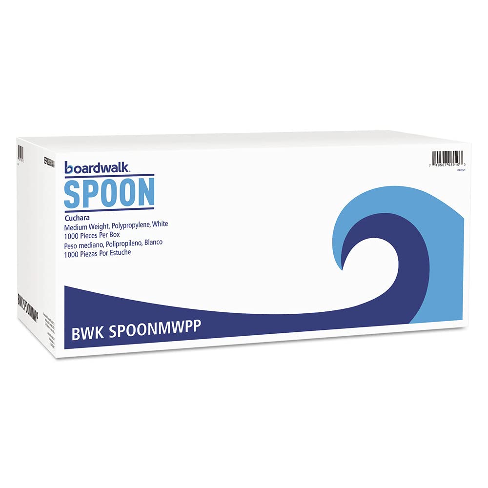 Boardwalk Spoonmwpp Mediumweight Polypropylene Cutlery Teaspoon White 1000/Carton