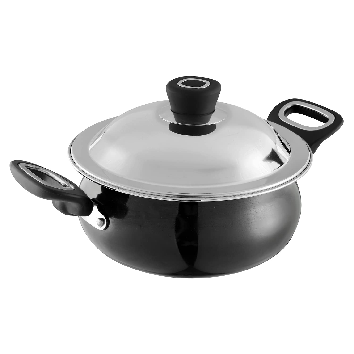 Vinod Hanos Hard Anodised Non Stick Handi With Lid - 3 Litre Junior | 3.25Mm Thick | 5X Long Lasting | Soft Touch Handle, Scratc