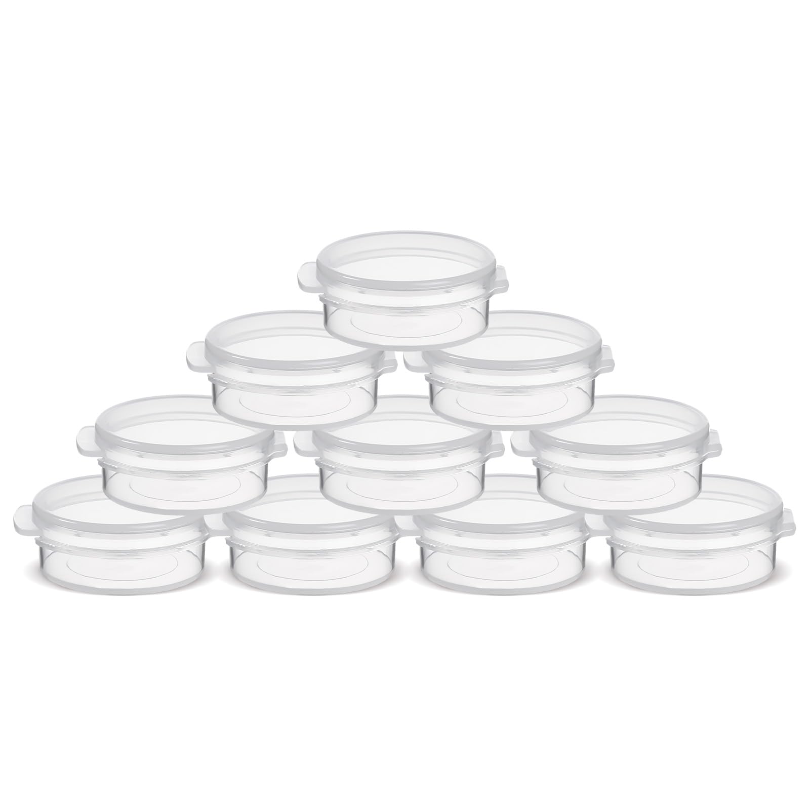 30 Pcs Plastic Cosmetic Jar 0.34oz/10g Empty Clear Case with Snap Lids Portable Mini Storage Box Makeup Jar Sample Bottle Sealin