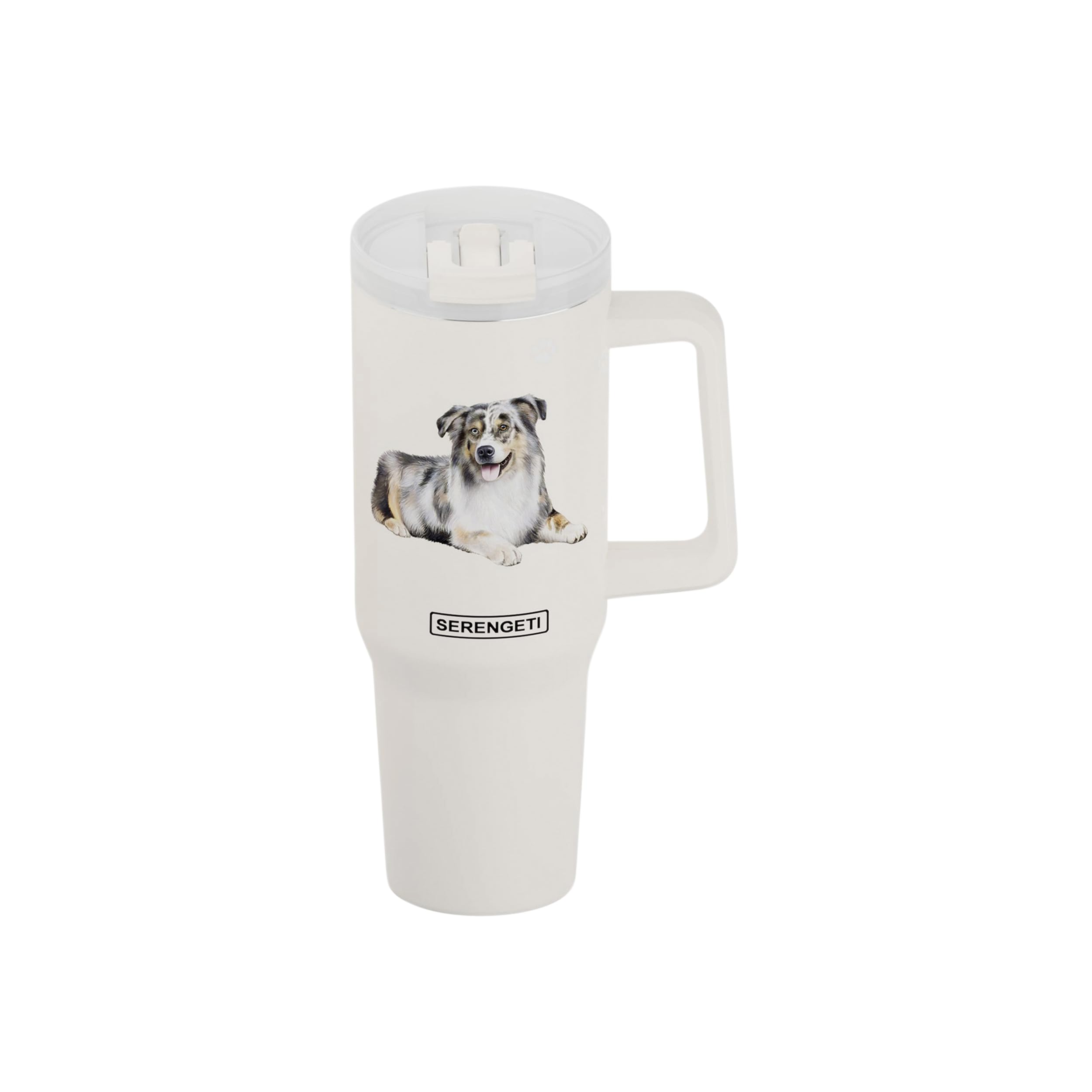 40 Oz Australian Shepherd Dog Tumbler with Handle, Straw & Lid - Vacuum Insulated Stainless Steel Travel Mug for Pet Lovers