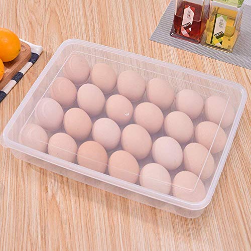 ECosmos 24 Grid Egg Storage Tray For Refrigerator, Stackable Plastic Egg Containers For Fridge Kitchen Size Of The 24 Egg Stora