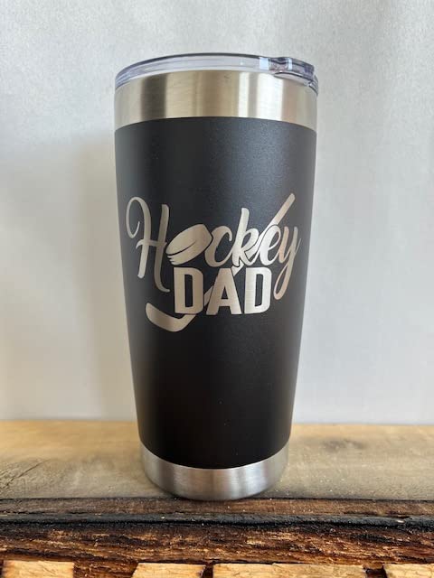 Maverick Advantage Hockey Dad Tumbler - 20 Oz Black Tumbler W/ Sliding Lock Lid - Dad Gift - Hockey Gift