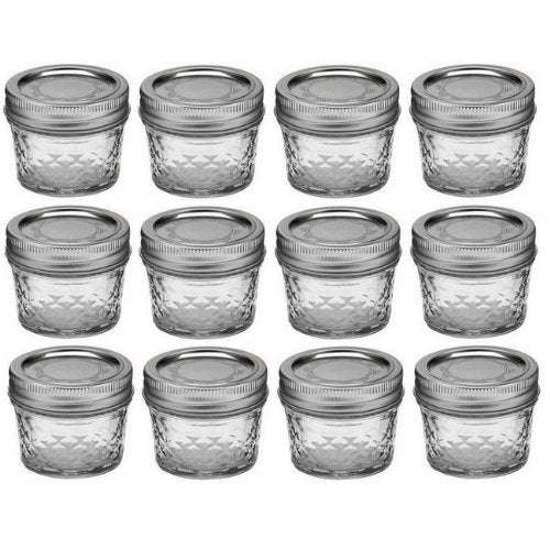 Ball Mason 4Oz Quilted Jelly Jars With Lids And Bands, Set Of 12