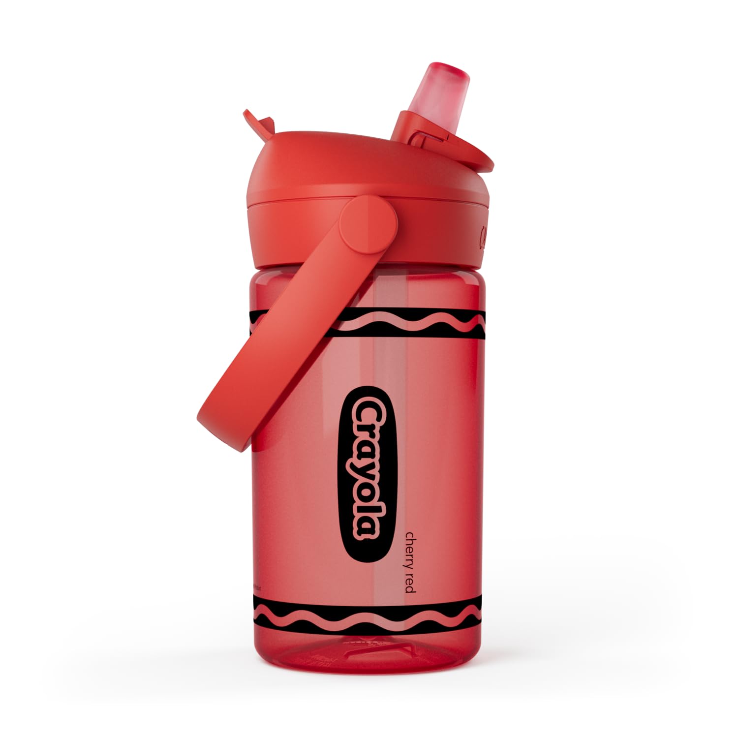 CamelBak Crayola Flip Straw Kids Water Bottle, Tritan Renew, Spill-Proof, 14oz, Cherry Red