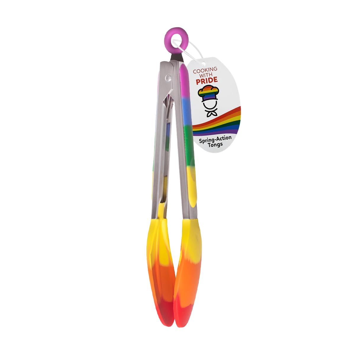 Cooking With Pride NonStick SpringAction Locking Tongs, HeatSafe Silicone With ZincPlated Iron, 10.25Inch