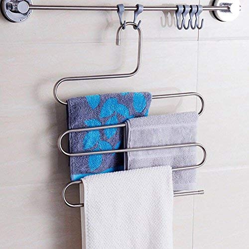 devesanter Pants Hangers Non-Slip S-Shape 4 Pack Trousers Hangers Stainless Steel Clothes Hangers Closet Storage Organizer for Pants Jeans Scarf (4 Pack with 10 Clips)