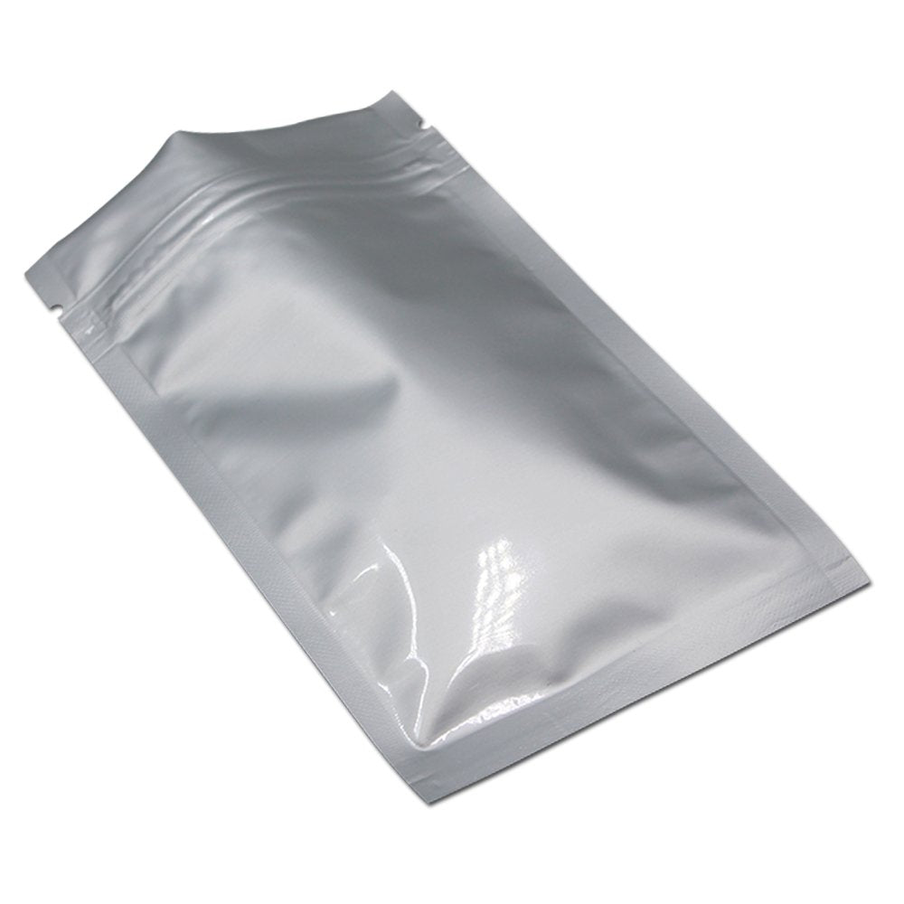 Mitob Flat Mylar Bags Zipper Lock Foil Bag 4 Mil Silver For Zip Food Storage Lock Resealable Aluminum Mylar Pouch Heat Sealable