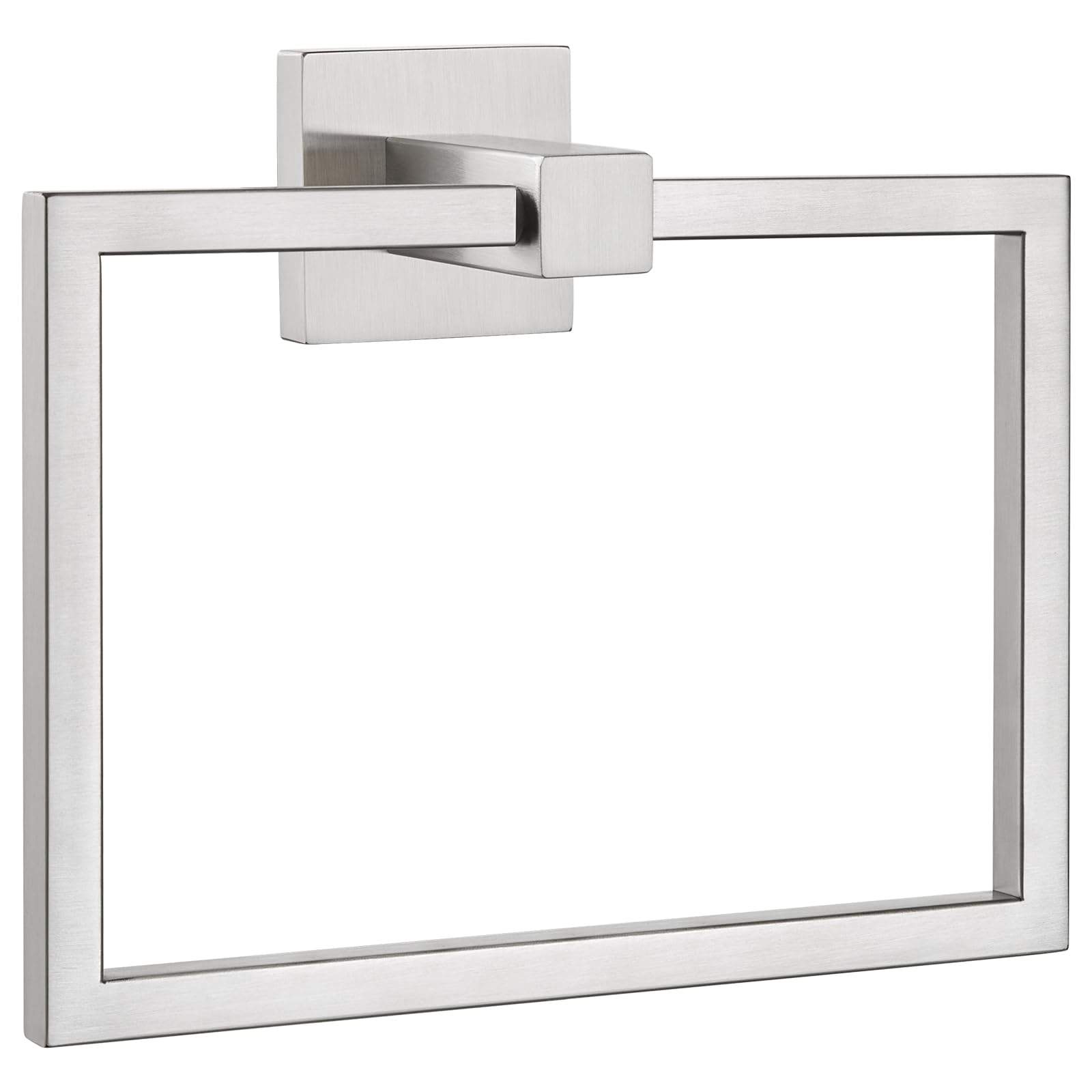 APLusee Brushed Nickel Towel Ring, 304 Stainless Steel Square Bathroom Towel Holder, Wall Mounted