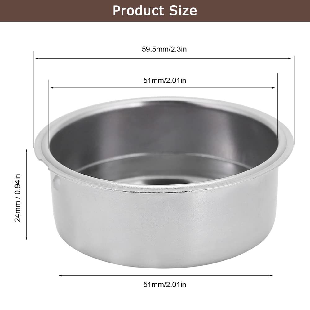 Watris Veiyi Stainless Steel Coffee Filter, Double Cup Coffee 51Mm Pressurized Porous Filter, Double Layer Portafilter Basket, C