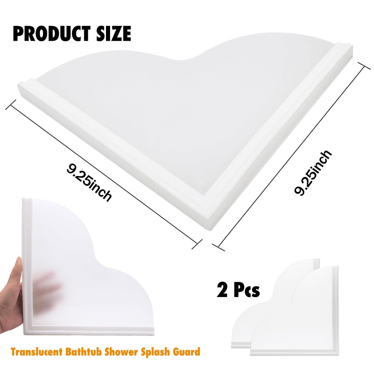 Heebabeys Tub Splash Guard Removable, 2 Pack Bathtub Water Splash Guards,Silicone Base & Acrylic Tub Corner Guards To Keep Water