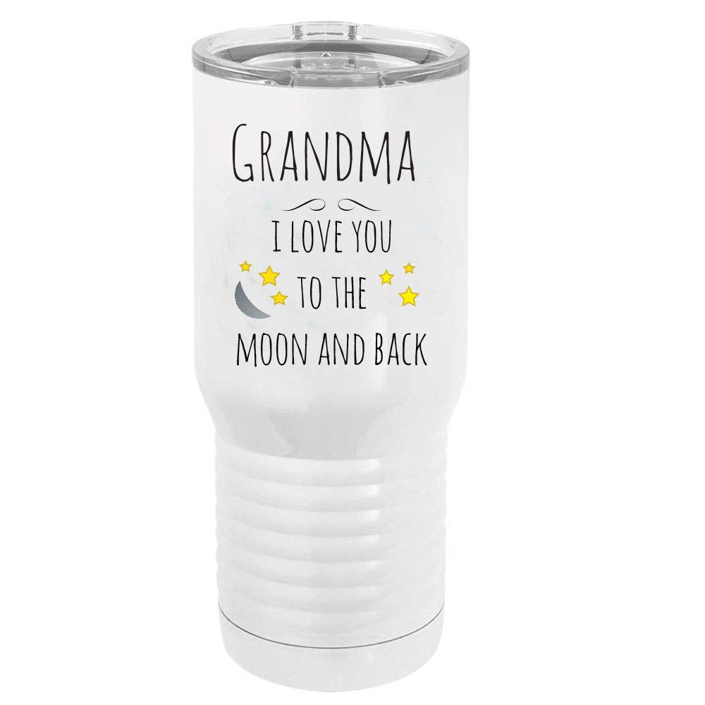 Grandma - I Love You To The Moon And Back Stainless Steel Vacuum Double-Walled Insulated 20 Oz Tumbler Travel Coffee Mug With Cl
