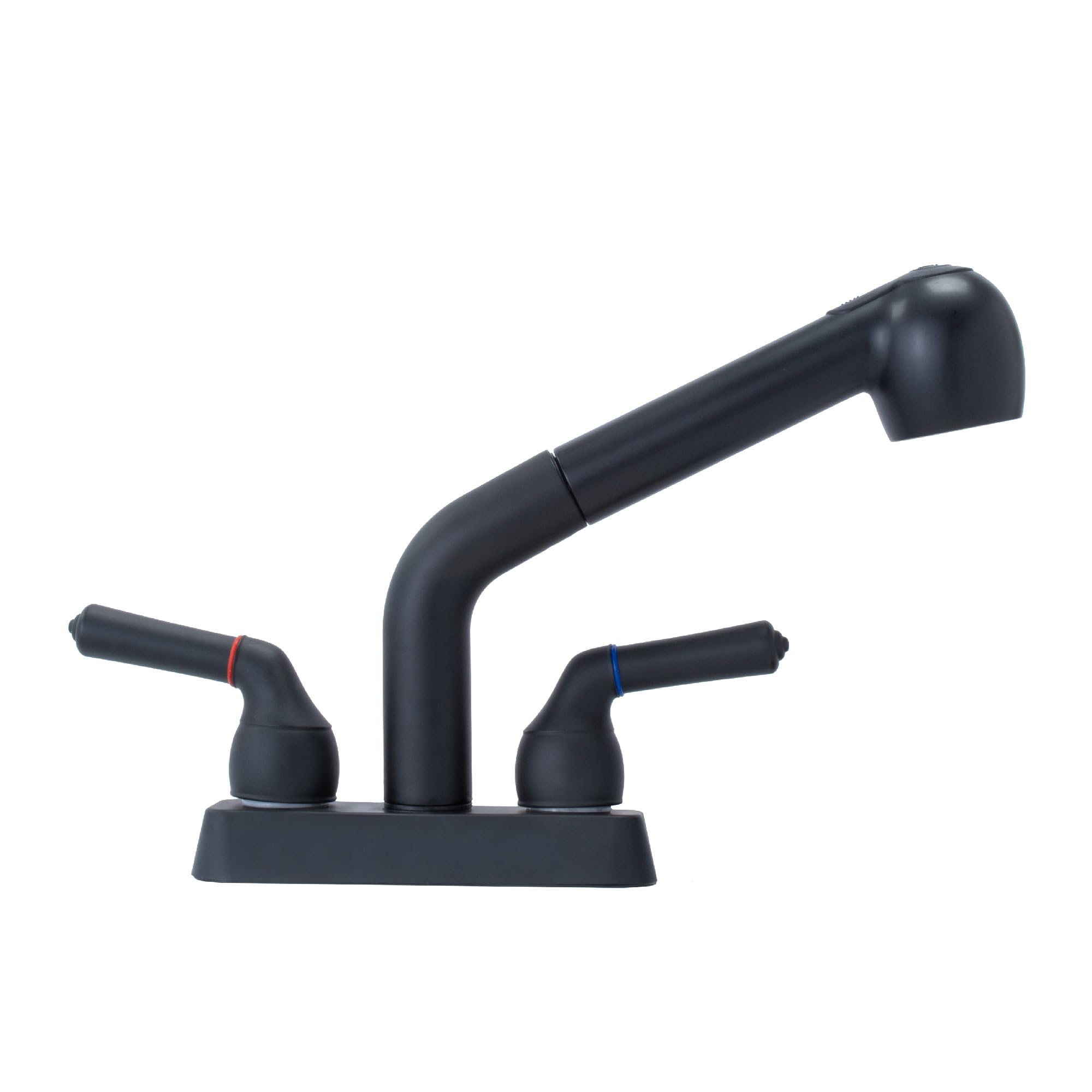 JS Jackson Supplies Dual Handle Pull Out Faucet, Black, 4 Inch Center Set, Utility Sink, Model 012 JSFCT10BLK