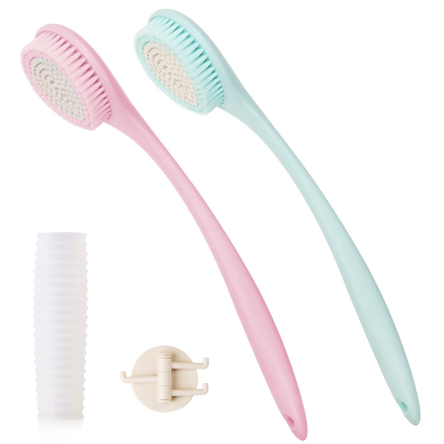 Bedelite Back Bath Brush Long Handle For Shower Of 2 - Soft Shower Brush For Men  Women,Back Brush Scrubber - 164 Long Skin Exfo