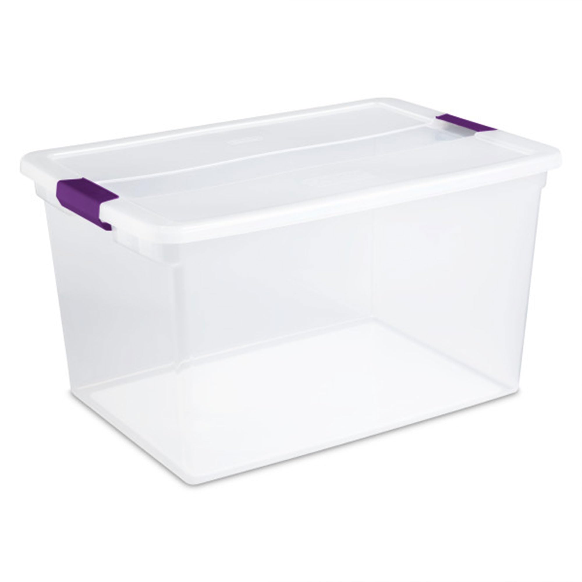 Sterilite 66 Qt Clearview Latch Storage Box Stackable Bin With Latching Lid, Plastic Container To Organize Clothes In Closet, Cl