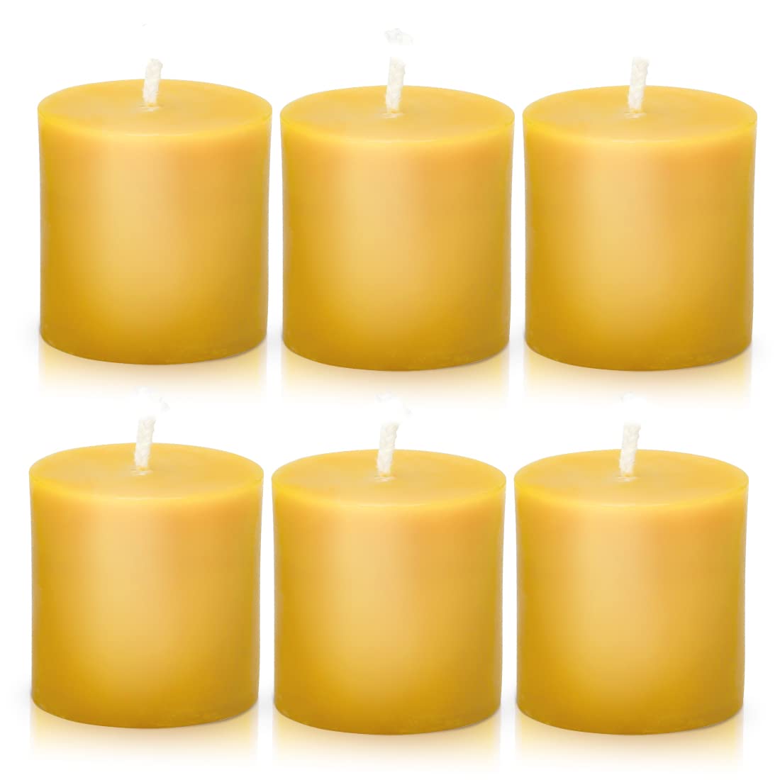 DEYBBY Natural Beeswax Pillar Candle -2x2 inch Smokeless Dripless Candles Set of 6 -Small Yellow Pure Beeswax Candles with Natur