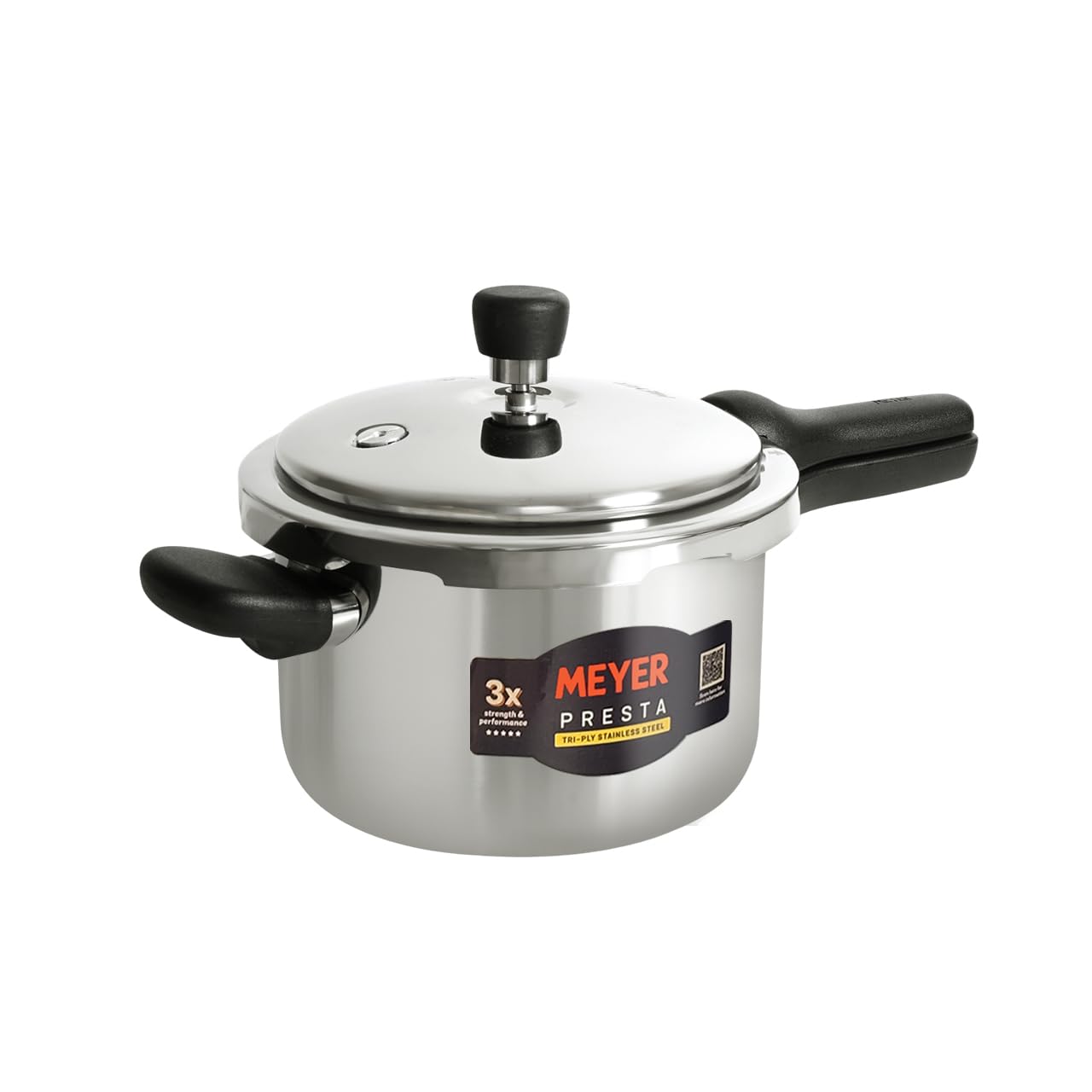 Meyer Presta Triply Pressure Cooker 3 Litre | Outer Lid Pressure Cooker | Gas And Induction Compatible | Isi Certified Food Grad