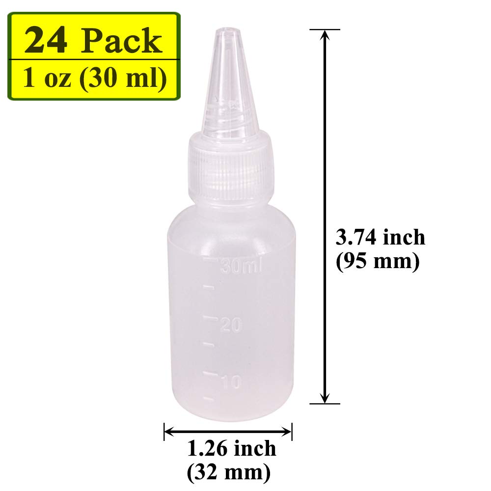 Belinlen 24 Pack 1-Ounce Plastic Squeeze Bottles With Measurement - Cookie Decorating Supplies, Cookie Supplies Writer Bottles F