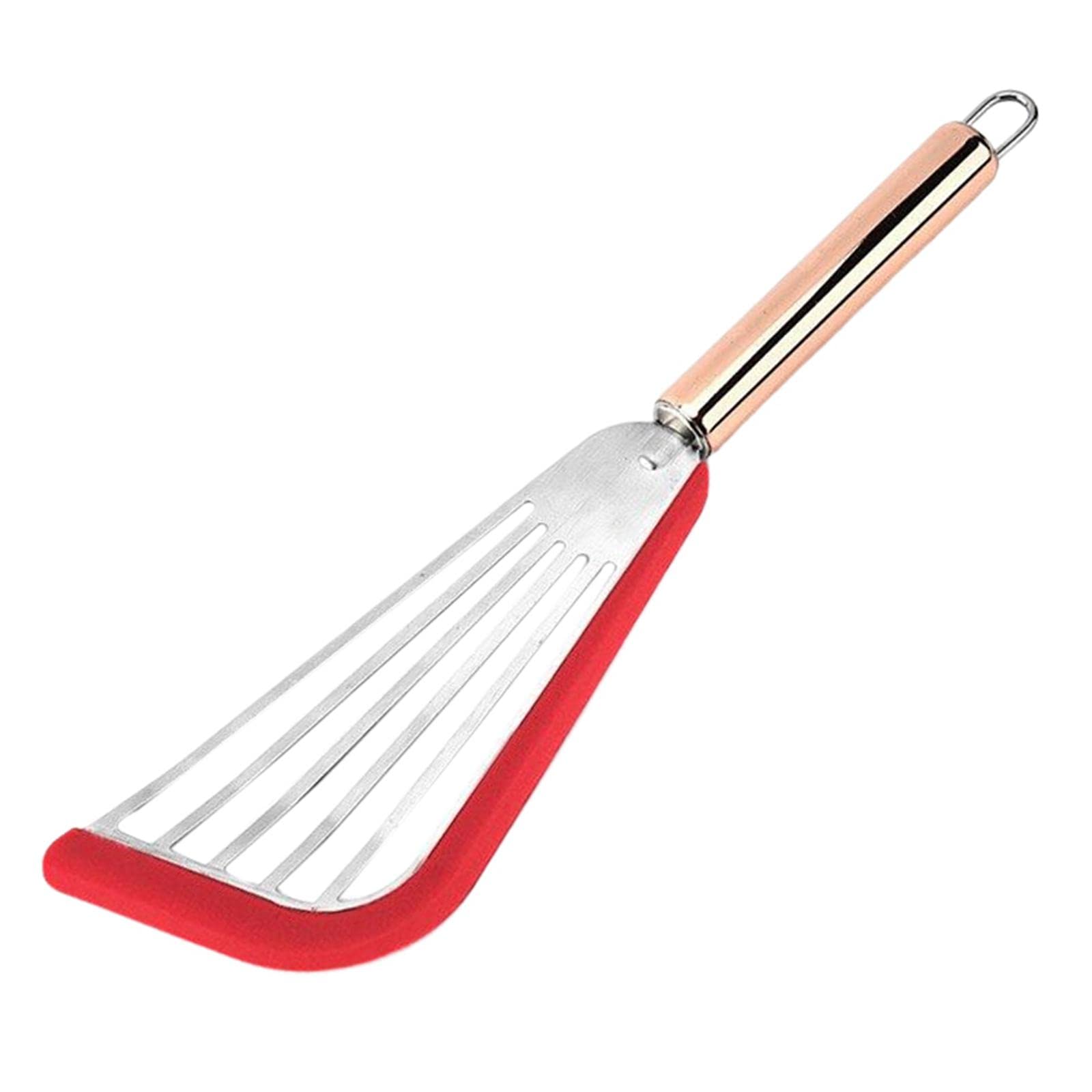 Ujeavette Stainless Steel Fish Spatula Comfortable Handle Extra Large For Men Gifts Red+Plated Handle