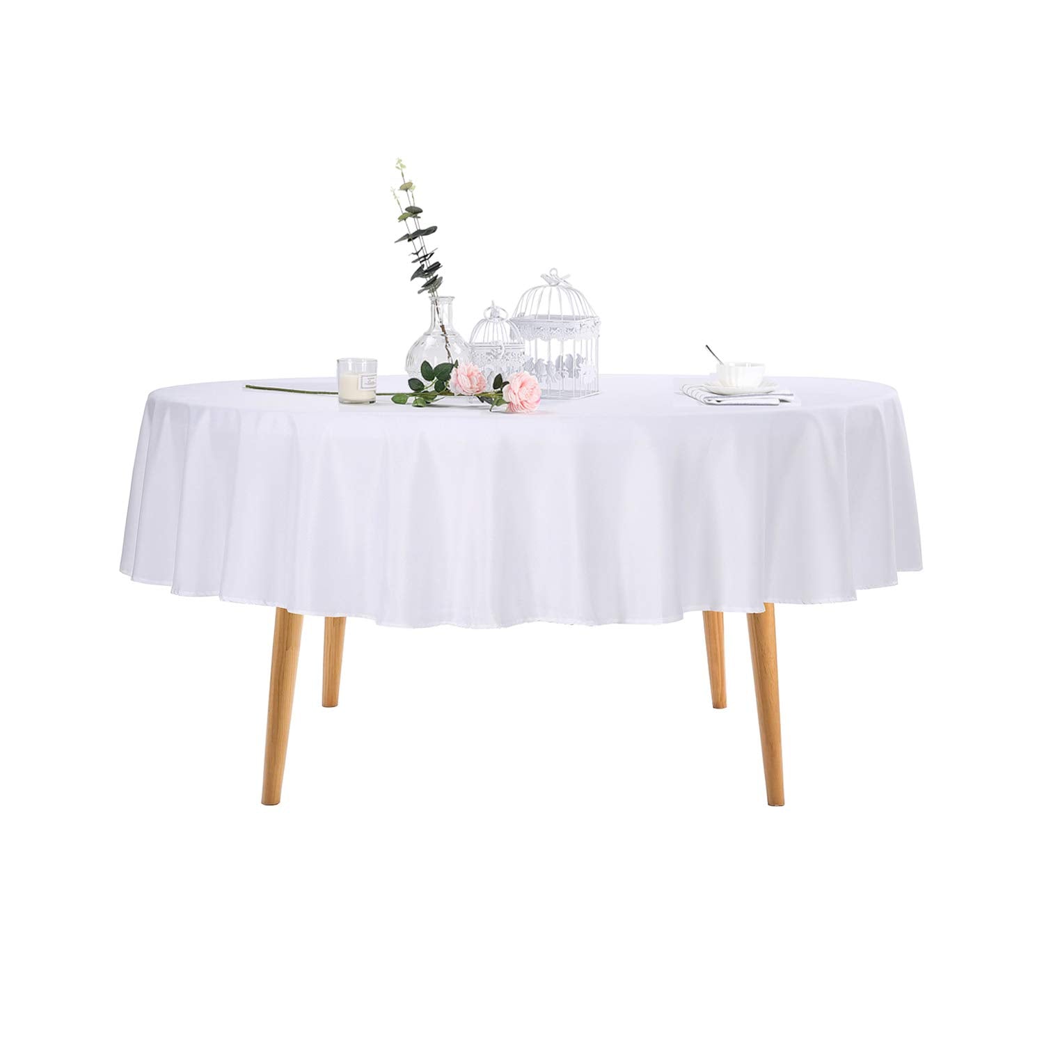 Ascoza 2Pack 60 Inch White Rectangular Tablecloth In Polyester Fabric For Wedding/Banquet/Restaurant/Parties
