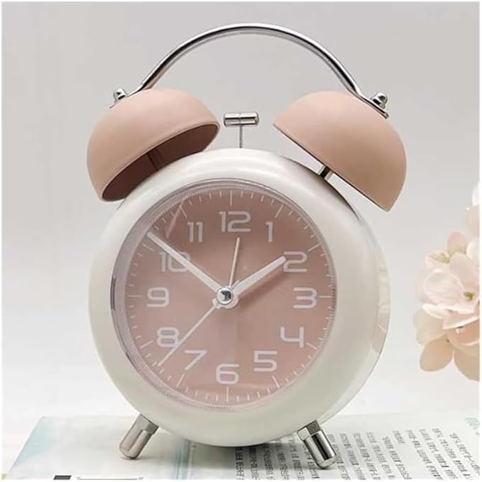 Rlybl Alarm Clock Digital That Show Temperature, Date And Loud Sound Alarm (Twin Bell Pink)