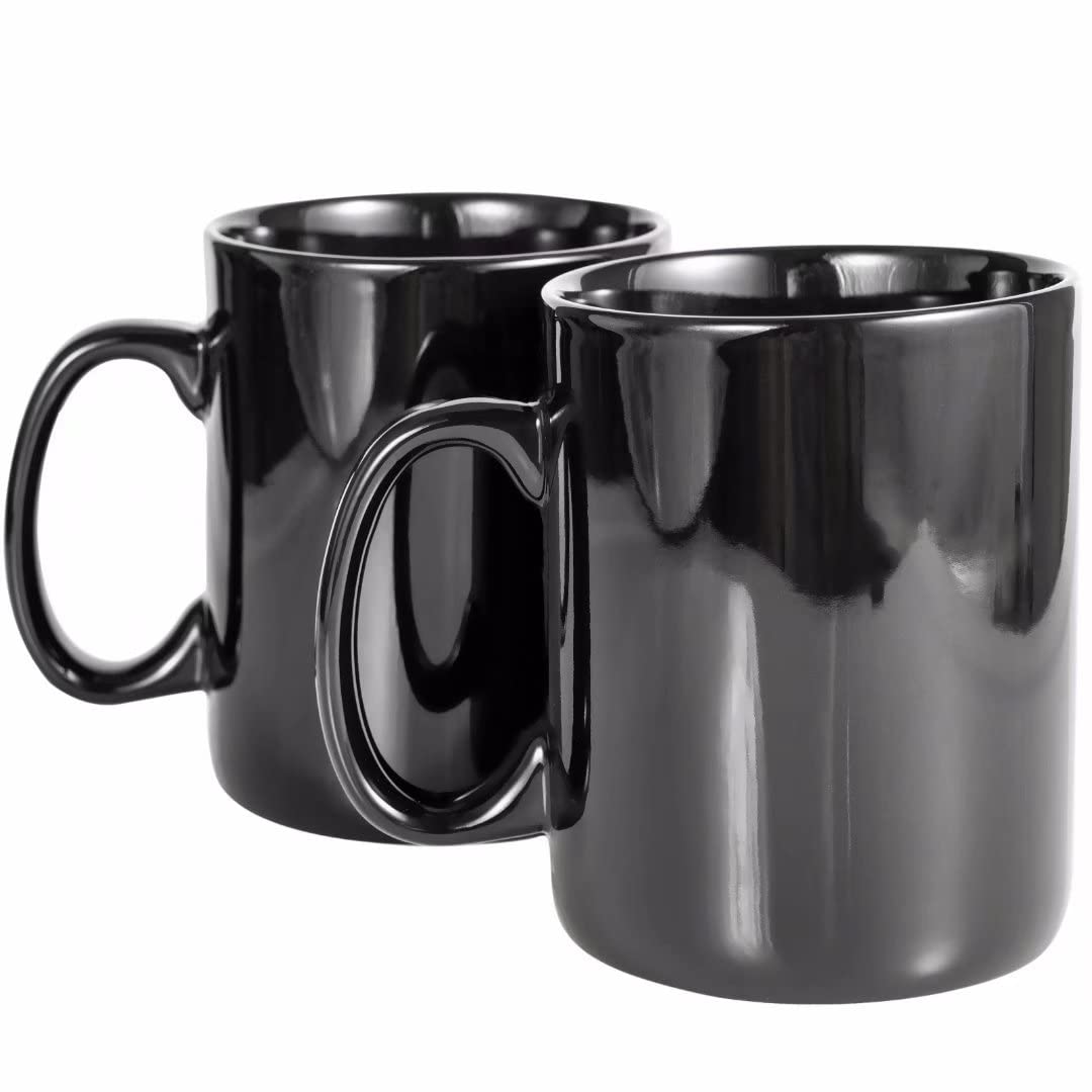 BYCNZB 30oz Super Large Ceramic Coffee Mugs Large Handles Set of 2 (black)