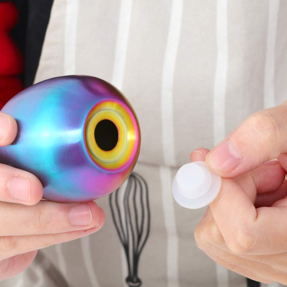 2-Piece Set Rainbow Salt Pepper Shakers, Cute Egg Shape Stainless Steel Condiment Jar For Home And Kitchen Utensils, Comfortable