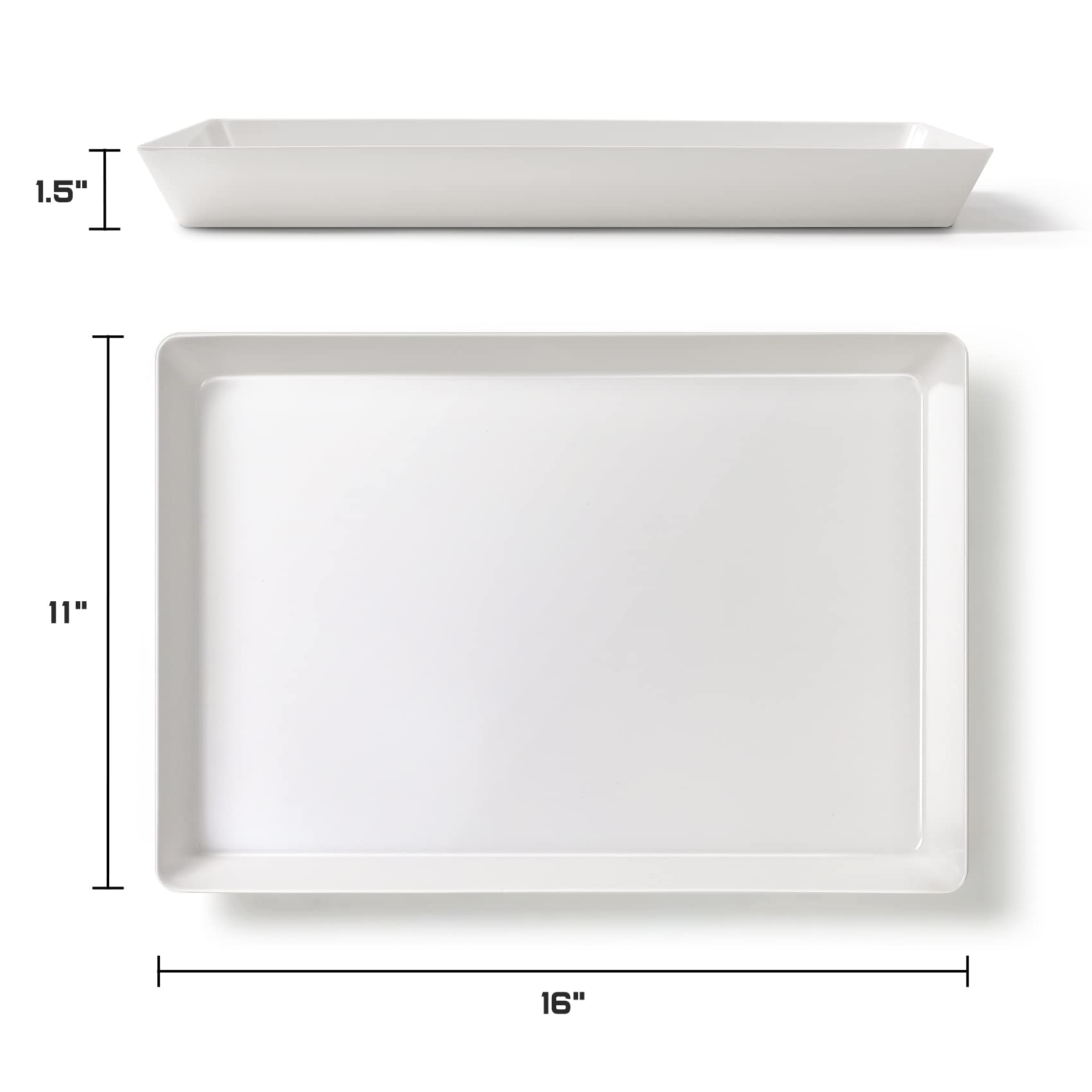 4-Pack 16'' X 11'' Large White Serving Trays Set - Reusable Plastic Serving Platters For Cookie, Appetizer, Charcuterie, Snack,
