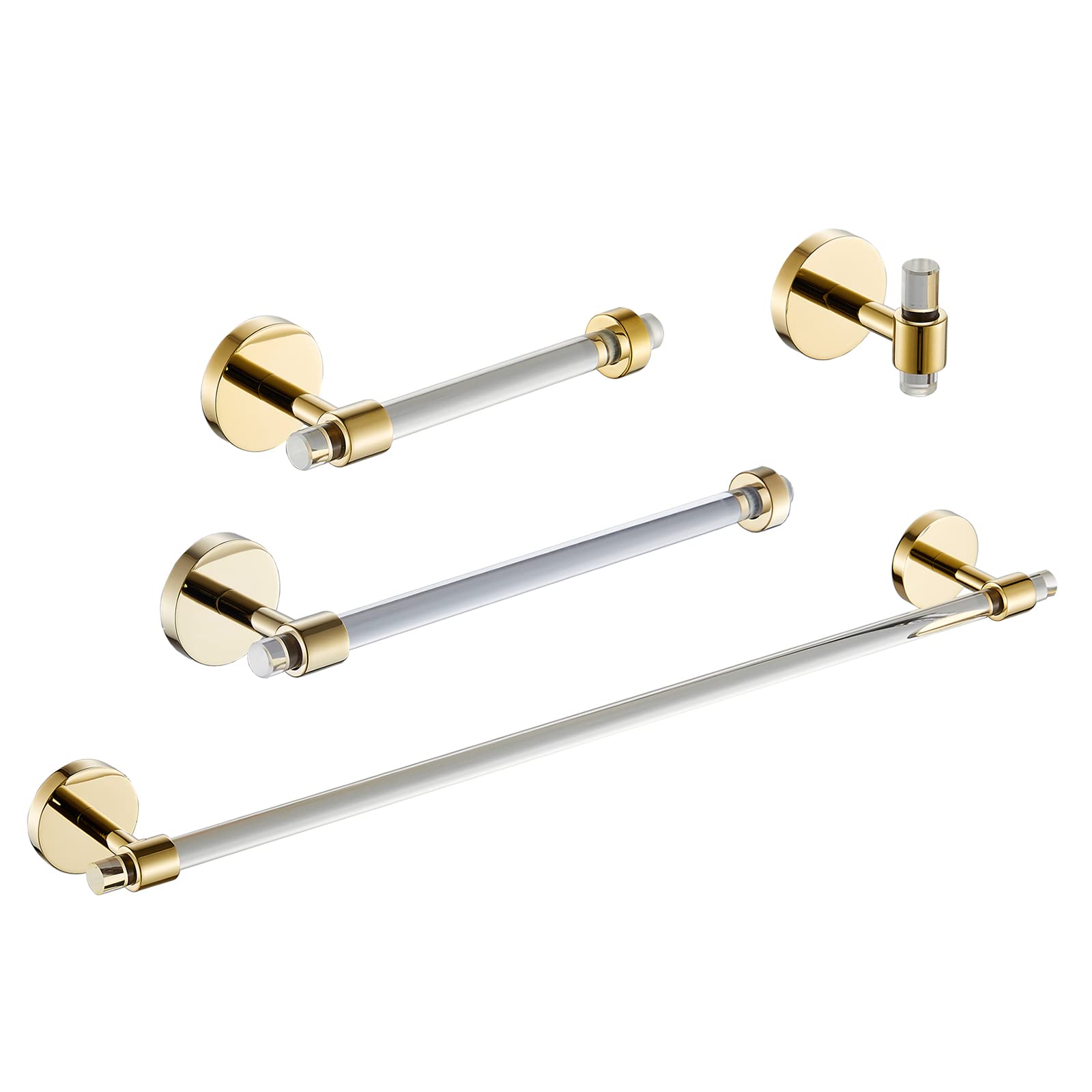 Bathroom Hardware Set Acrylic Gold - Bathroom Accessories Set Towel Bar Towel Rack Set - Wall Mounted Bath Towel Holder Set 4 Pi