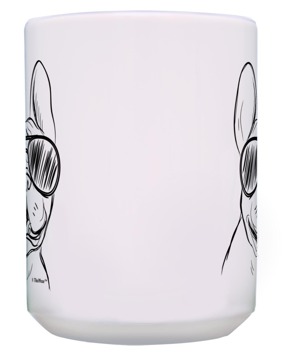 Dog Cup French Bulldog Sunglasses Mug French Bulldog Mug Frenchie Gift 15-oz Coffee Mug Tea Cup White