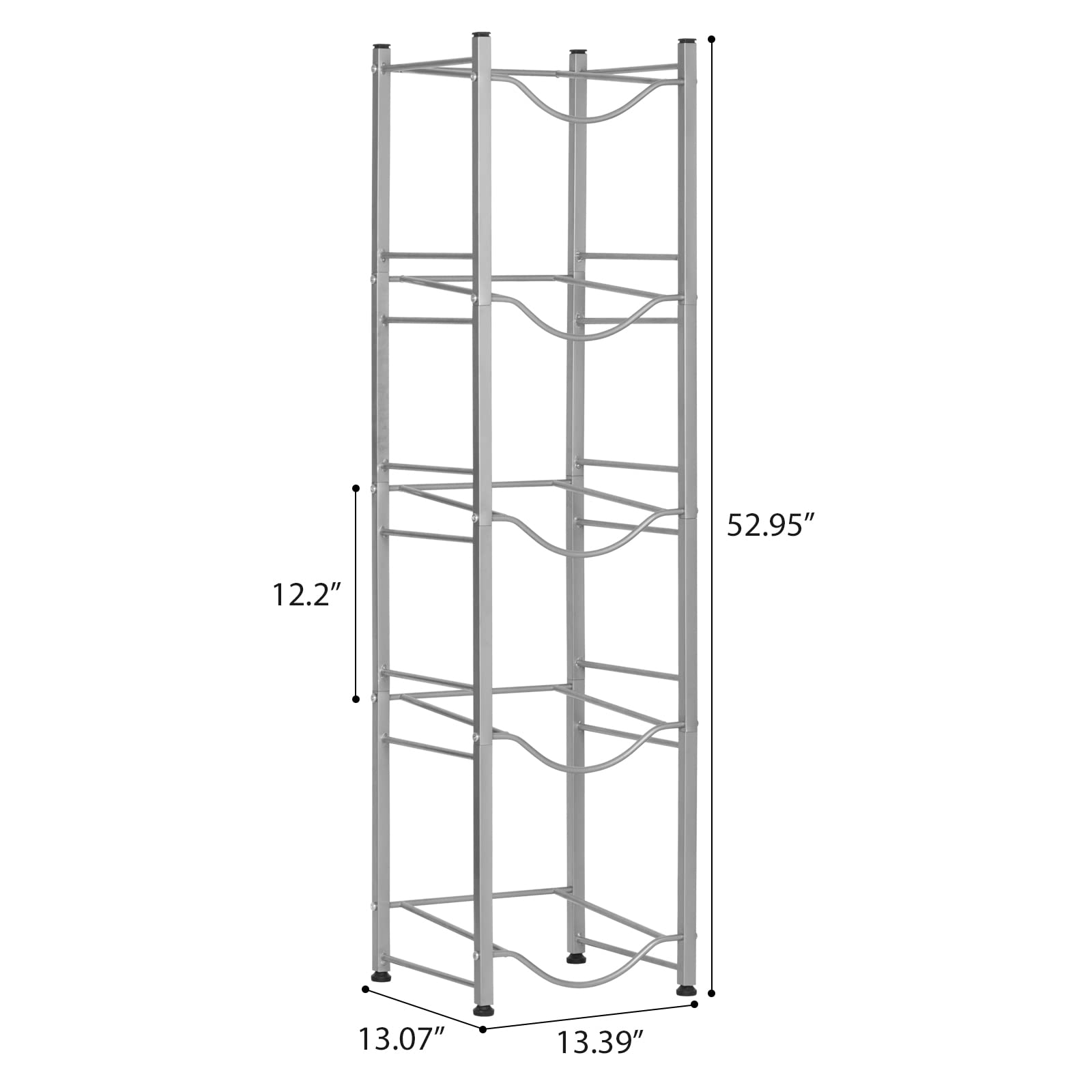 5 Gallon Water Jug Rack, 5-Tier Water Bottle Holder Storage Rack, Water Jug Organizer For Kitchen,Office,Garage, Silver