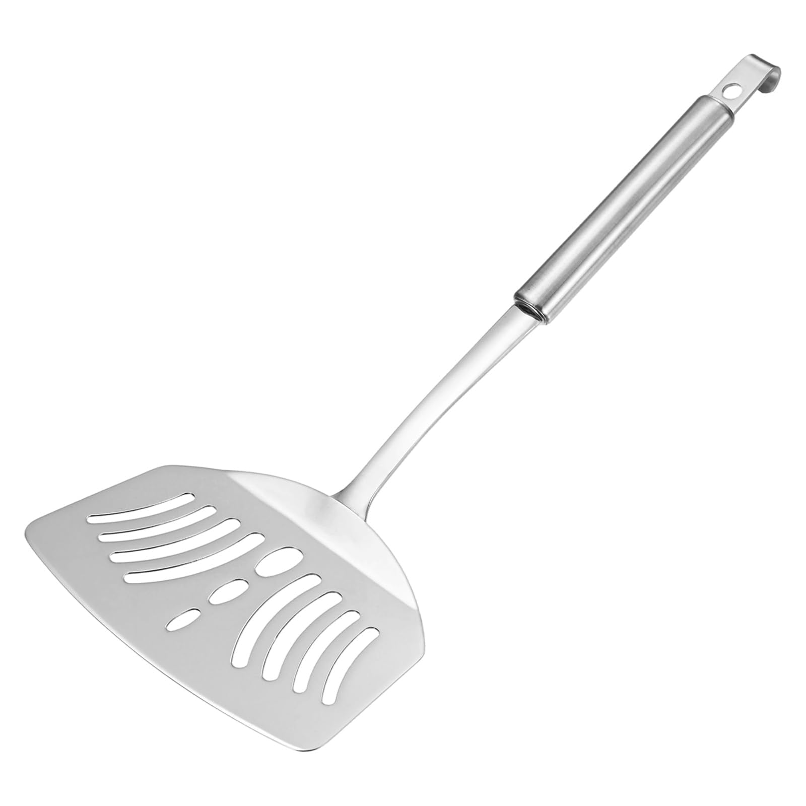 M METERXITY Fish Spatula, 12.2 Inch 304 Stainless Steel AntiScald Wide Slotted Flipper with Heat Resistant Long Handle for Cook