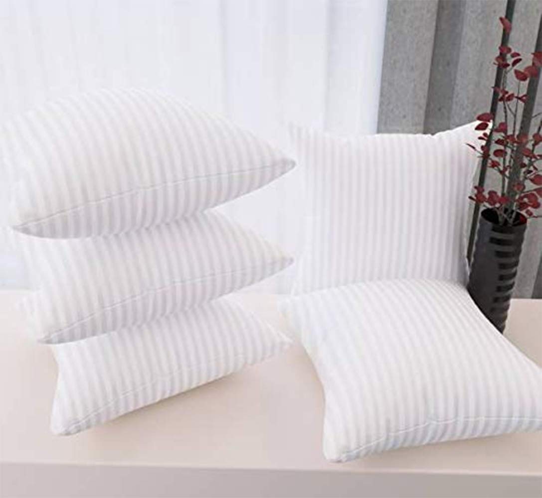 Cloth Fusion Microfiber Cushion 18 Inch X 18 Inch Filler, Sofa Cushions Set Of 5, Durable Sofa Pillow For Home Decor (White)