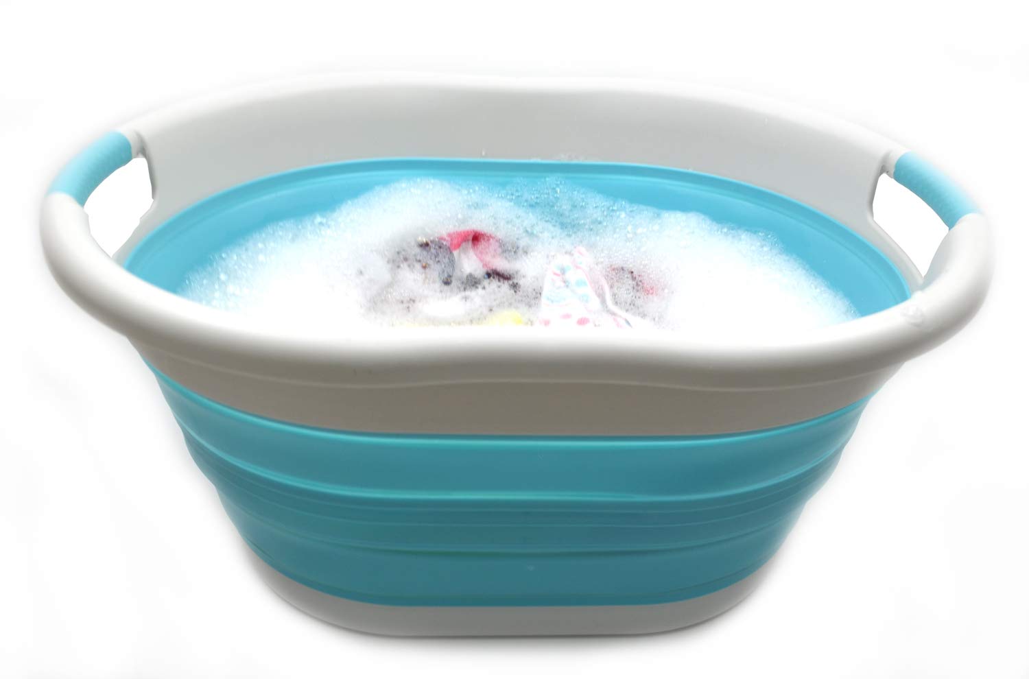 Sammart 36L (9.5 Gallon) Collapsible Plastic Laundry Basket - Oval Tub/Basket - Foldable Storage Container/Organizer - Portable