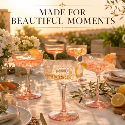 Madrid Acrylic Champagne Coupe Cocktail Glassware, Set of 6
