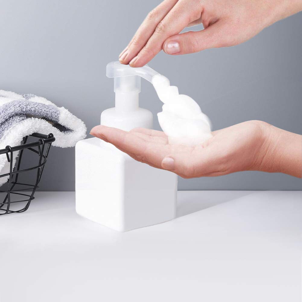 Uujoly Foaming Soap Dispenser, 250Ml (9Oz) Refillable Pump Bottle For Liquid Soap, Shampoo, Body Wash (2 Pcs) (Small White)