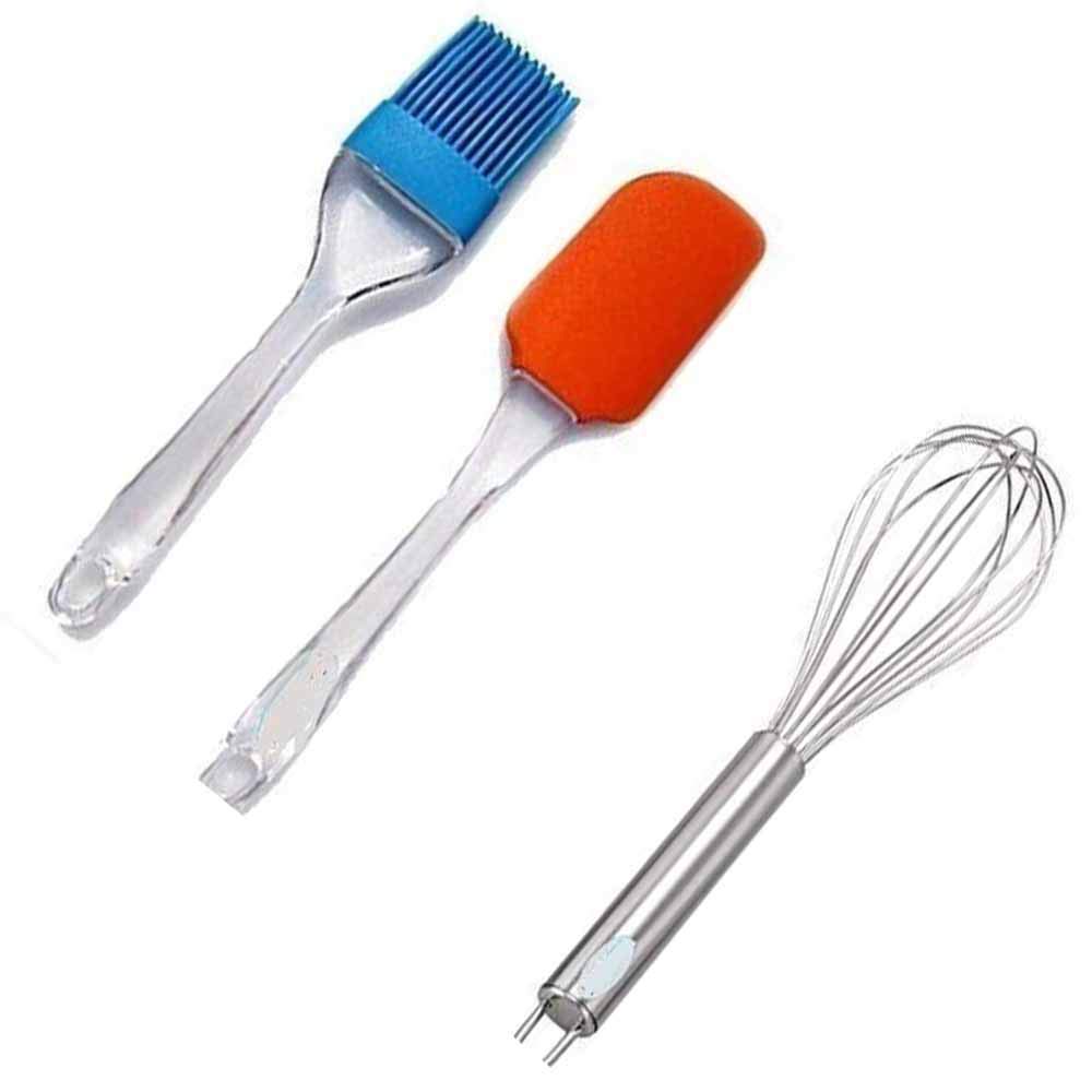 Abee Silicone Spatula Brush And Hand Beater Whisker For Kitchen (Medium)