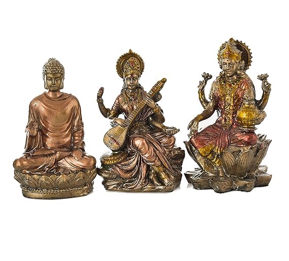 Soni Craft Handicraft Polyresin Combo Set Laxmi Ji Ganesh Ji Hanuman Ji Swarsati Ji Budh Ji Bhagwan Shiv Ji Home Temple Decorati
