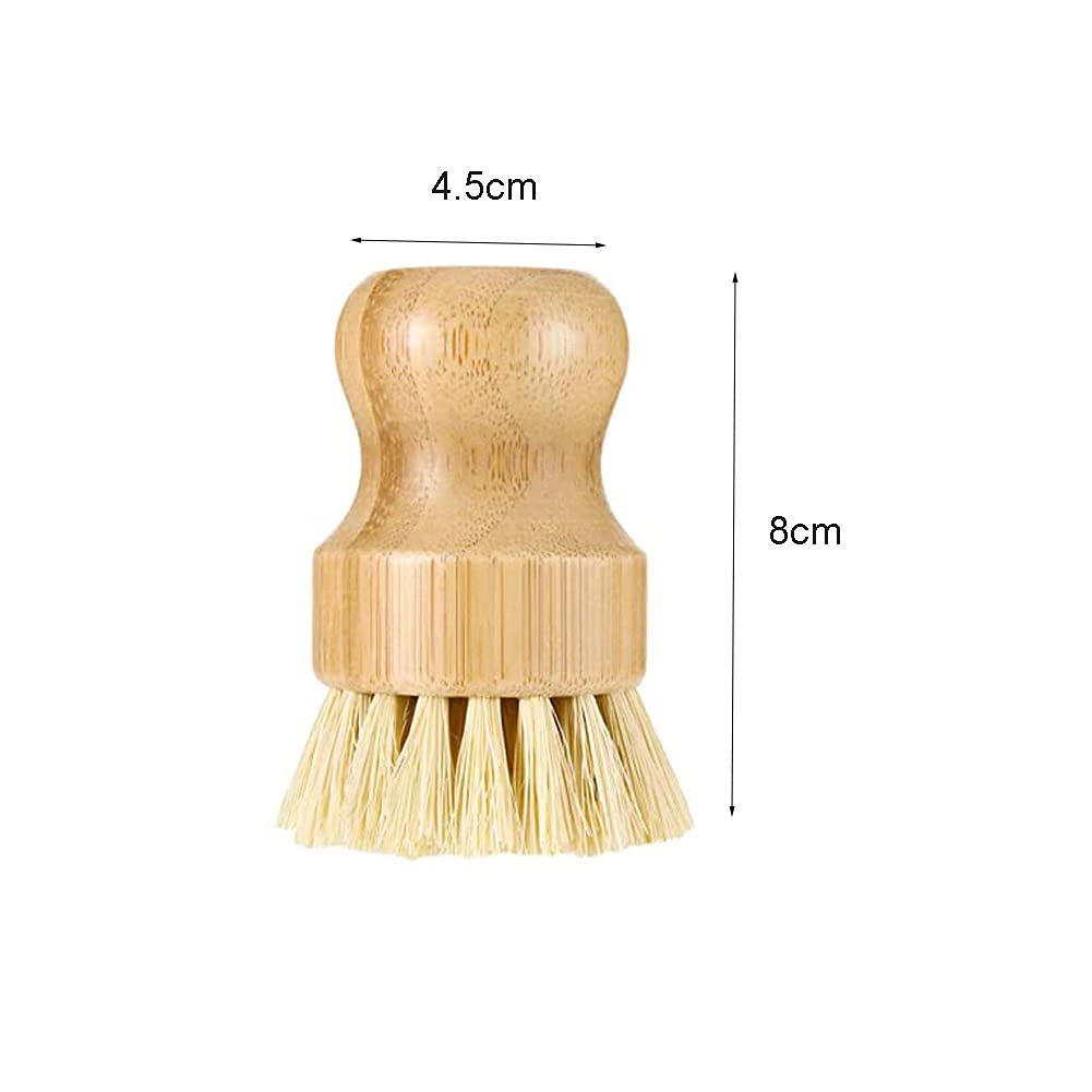 2 Pcs Palm Pot Brush,Bamboo Dish Brush Natural Scrub Brush Coconut Bristles Pot Brushes Dish Scrubber Cleaning Kit For Cleaning